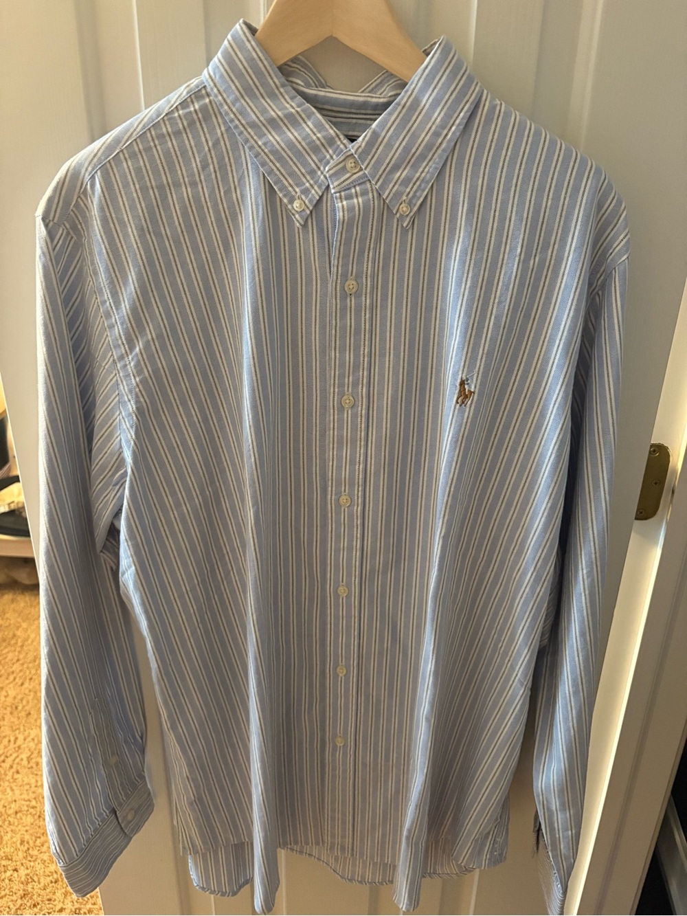 Ralph Lauren Blue and White Striped Button-Down Shirt